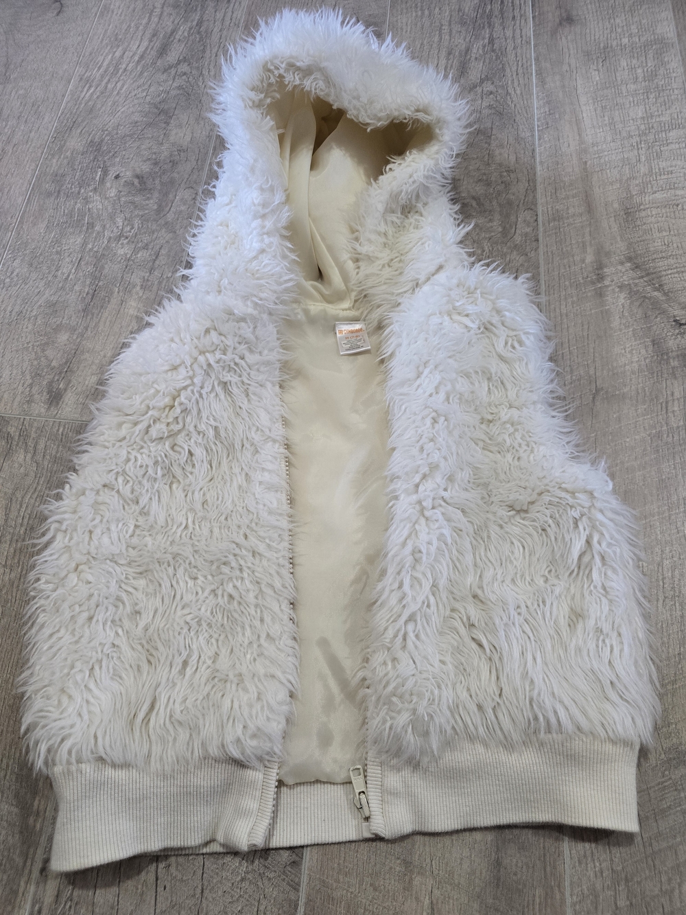 Gymboree Cream Faux Fur Hooded Vest
